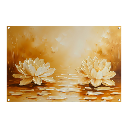 Elegante waterlelies in warme sepia tinten tuinposter