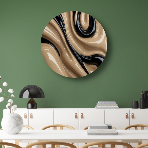 Dynamische Abstractie in Zwart en Beige forex muurcirkel