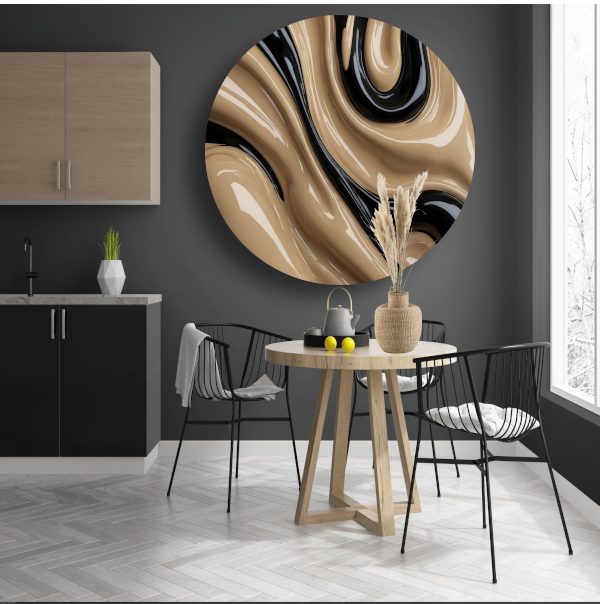 Dynamische Abstractie in Zwart en Beige forex muurcirkel