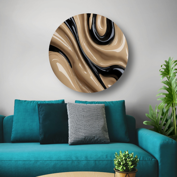 Dynamische Abstractie in Zwart en Beige forex muurcirkel