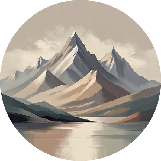 Serene Bergsilhouetten in Monochrome Tinten aluminium muurcirkel