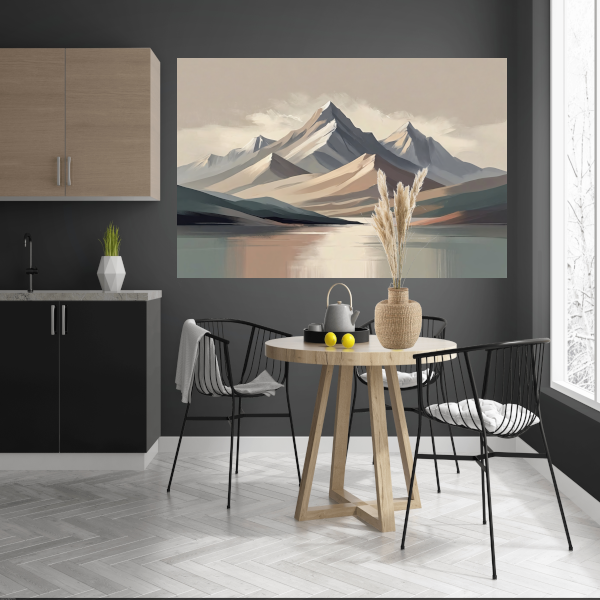 Serene Bergsilhouetten in Monochrome Tinten canvas