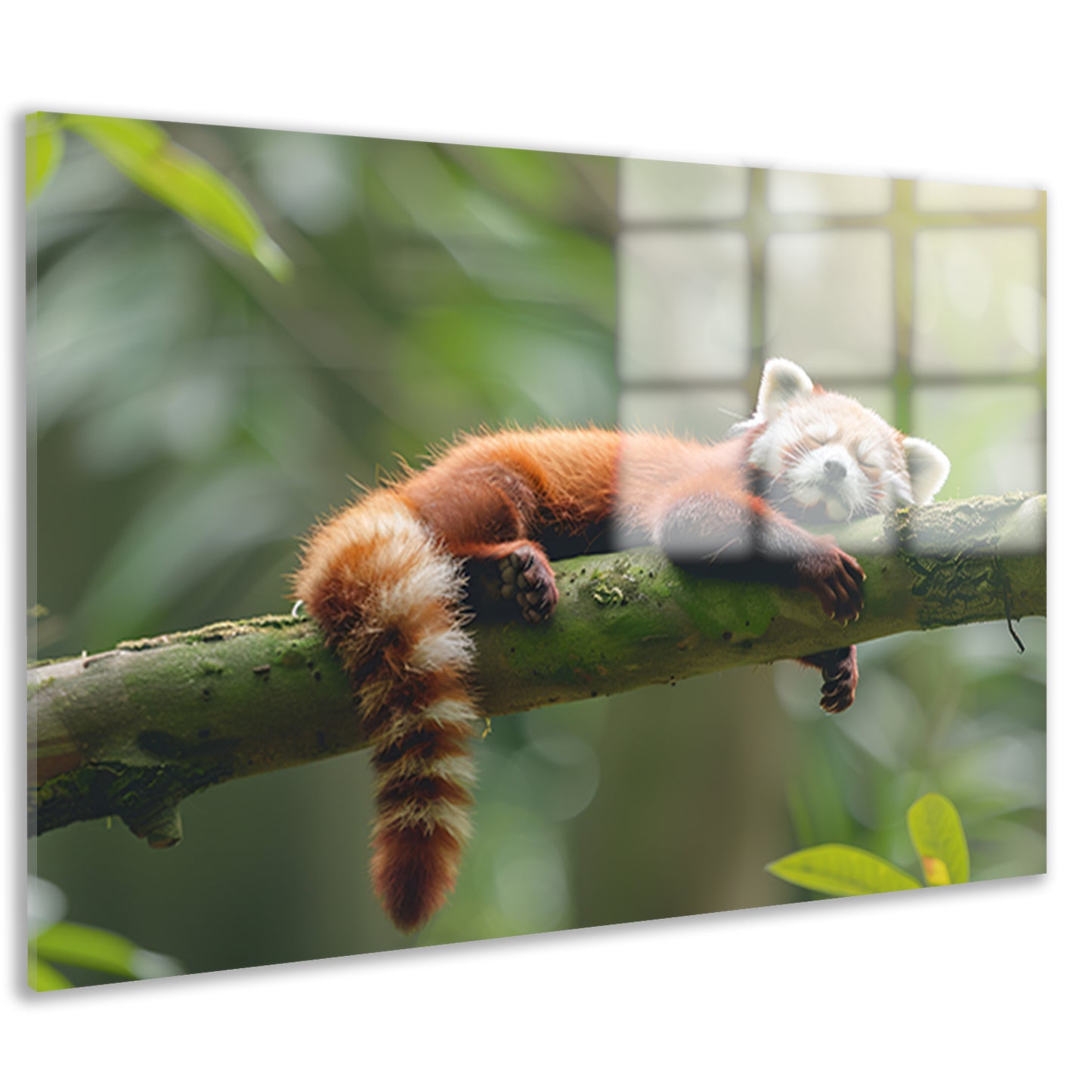 Rode panda ontspannen op een boomtak acrylglas