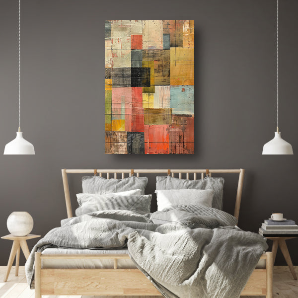 Abstract kleurrijk schilderij met patronen canvas