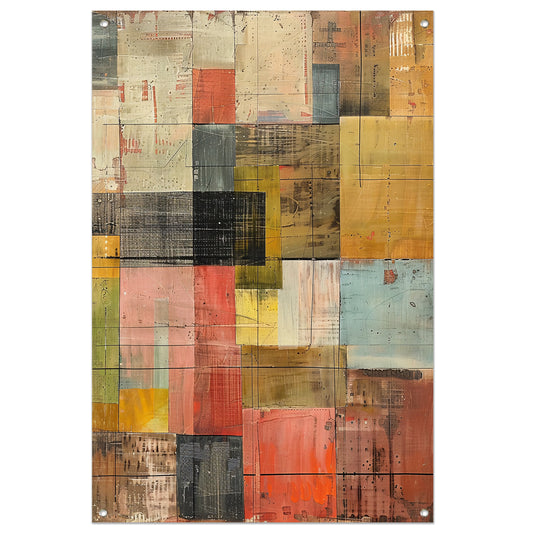 Abstract kleurrijk schilderij met patronen tuinposter