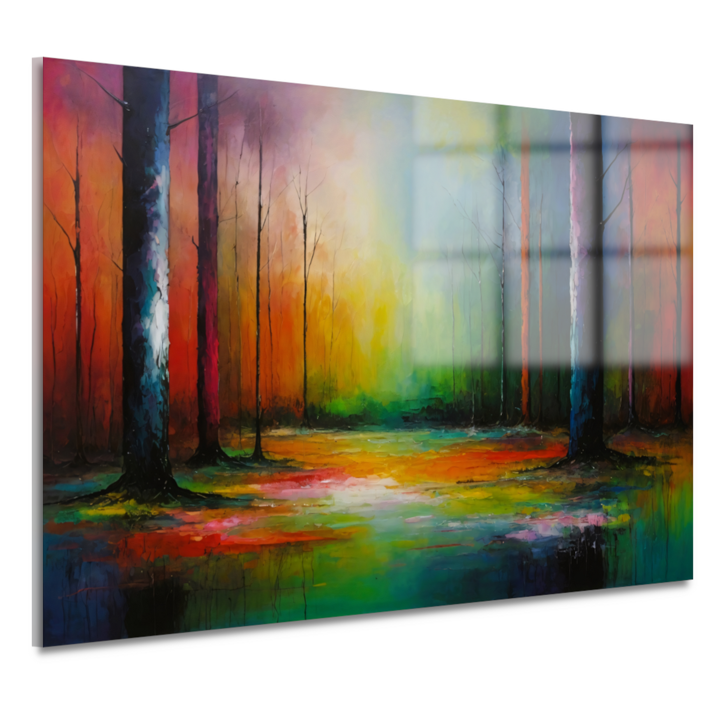 Dans van kleur in zonlicht bos acrylglas