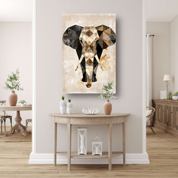 Geometrische Sepia Olifant in Abstracte Kunst canvas