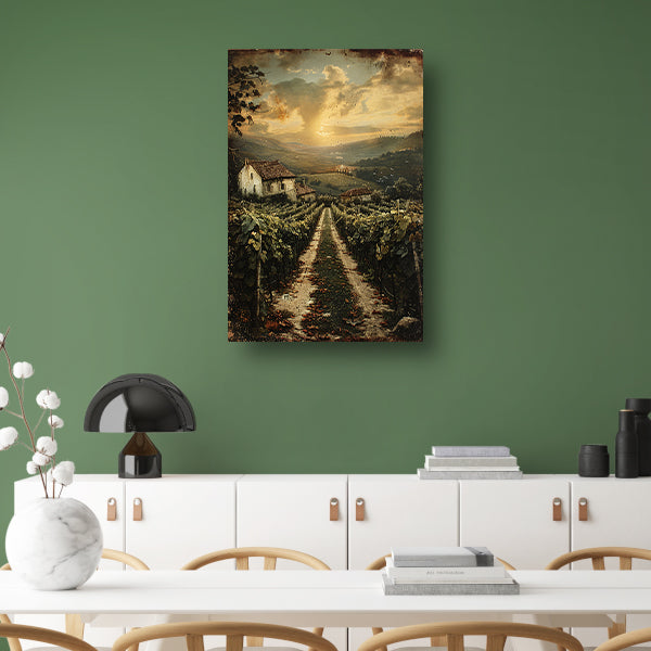 Toscaans Landschap met Wijngaard en Huis poster