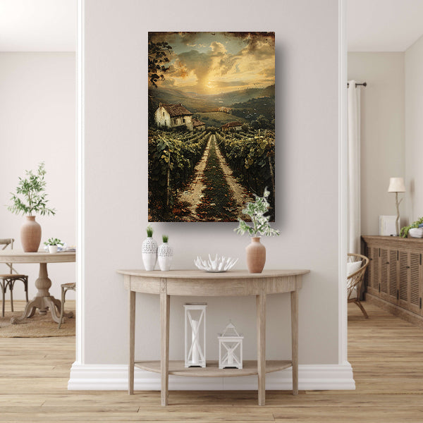 Toscaans Landschap met Wijngaard en Huis poster