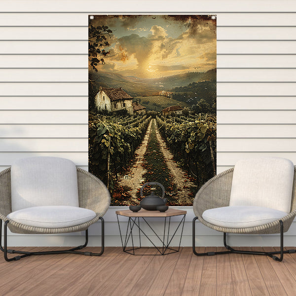 Toscaans Landschap met Wijngaard en Huis tuinposter