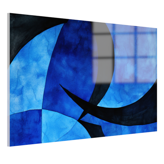 Dynamiek in Blauw en Zwart acrylglas