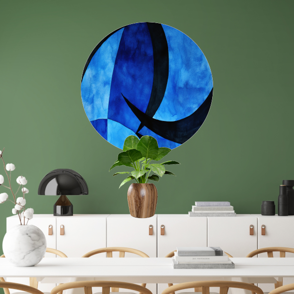 Dynamiek in Blauw en Zwart forex muurcirkel