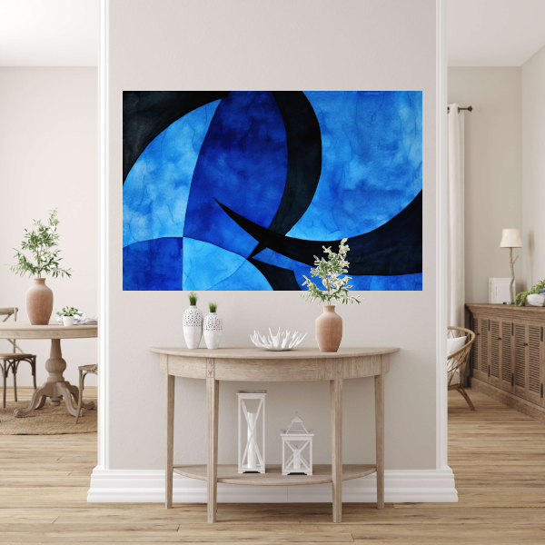 Dynamiek in Blauw en Zwart poster