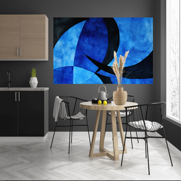 Dynamiek in Blauw en Zwart poster