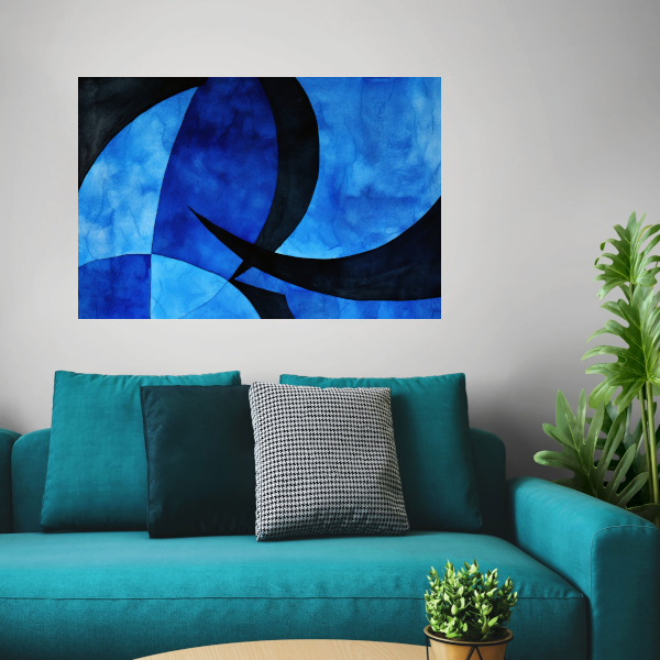 Dynamiek in Blauw en Zwart poster
