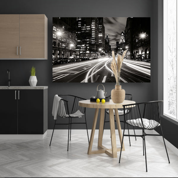 Lichtstrepen door een nachtelijke stad acrylglas