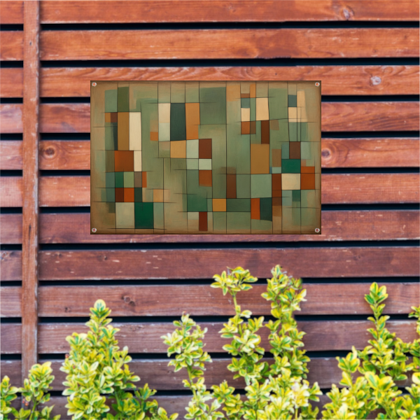Harmonie van geometrie en natuurlijke tinten tuinposter