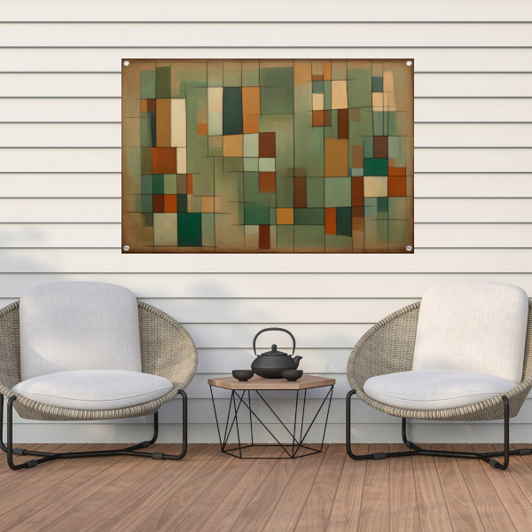 Harmonie van geometrie en natuurlijke tinten tuinposter