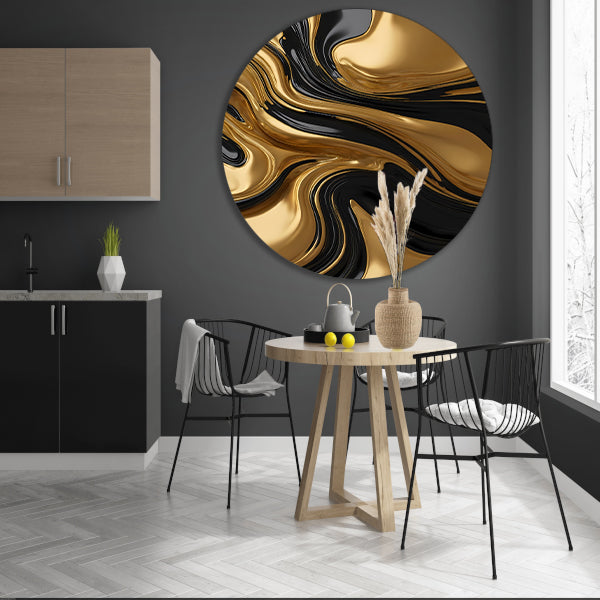 Dynamisch goud-zwart abstracte kunst forex muurcirkel
