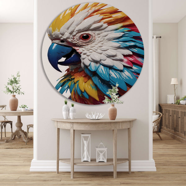 Kleurrijke Papegaai in Moderne Kunststijl forex muurcirkel