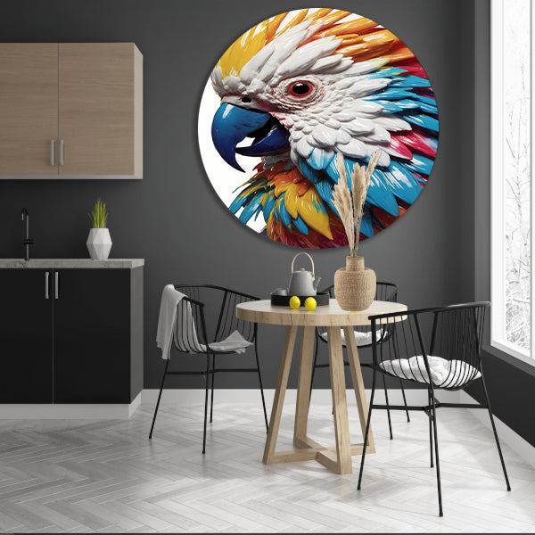 Kleurrijke Papegaai in Moderne Kunststijl forex muurcirkel