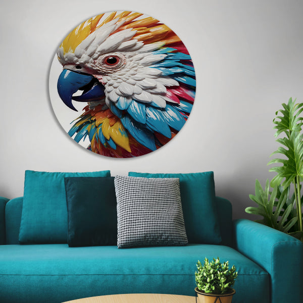 Kleurrijke Papegaai in Moderne Kunststijl forex muurcirkel