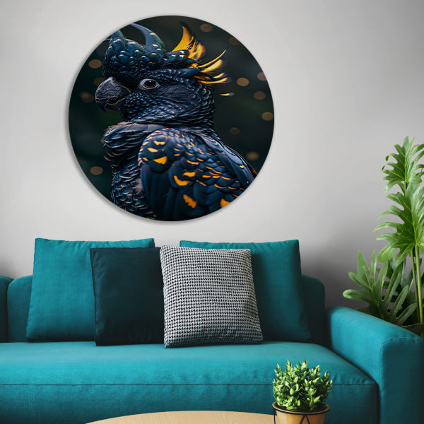 Portret van een Blauwe Papegaai met Geel forex muurcirkel