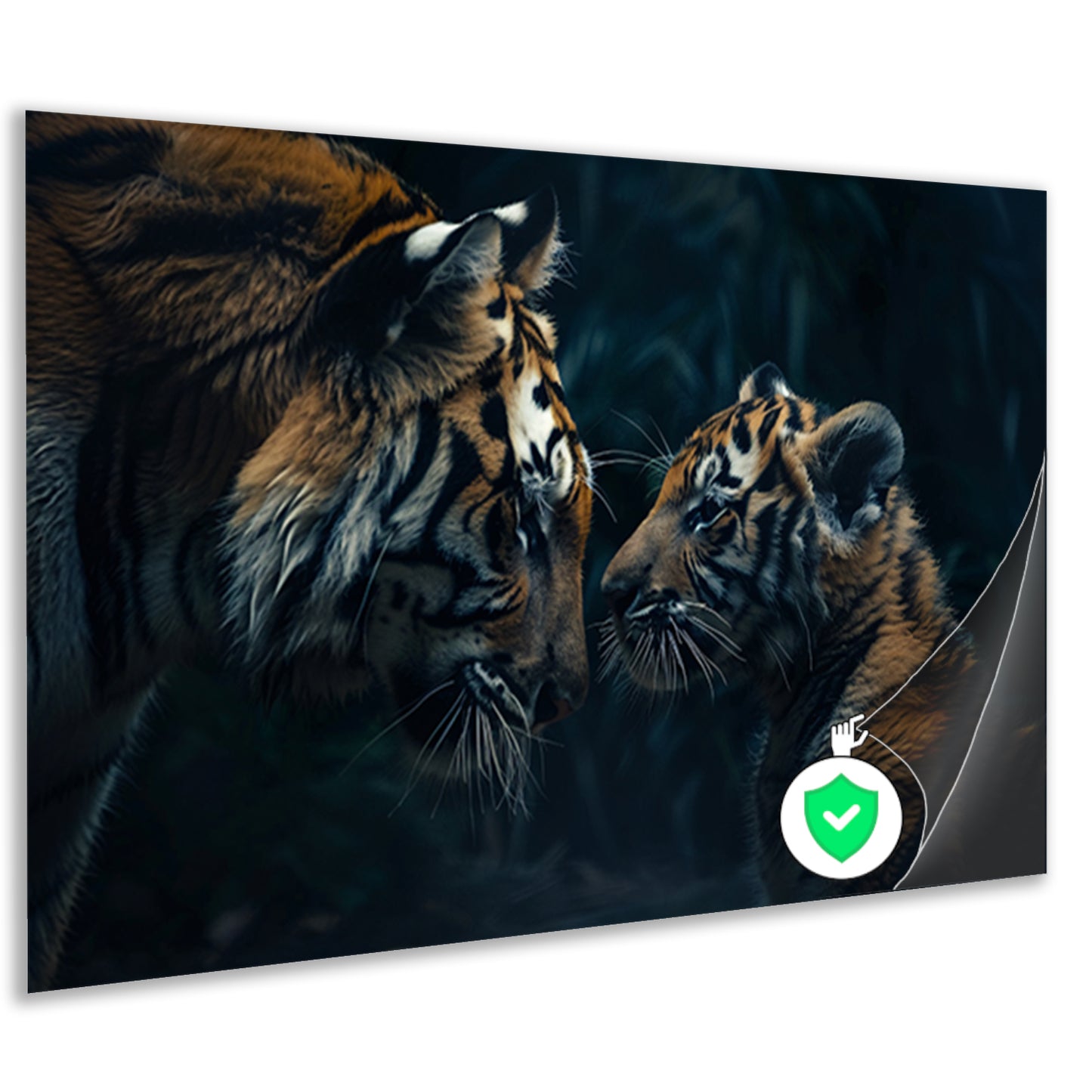 Tijger en welp in het bos poster