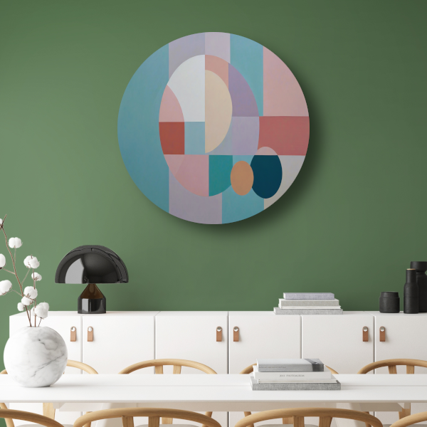 Abstracte harmonie van geometrie en kleur aluminium muurcirkel