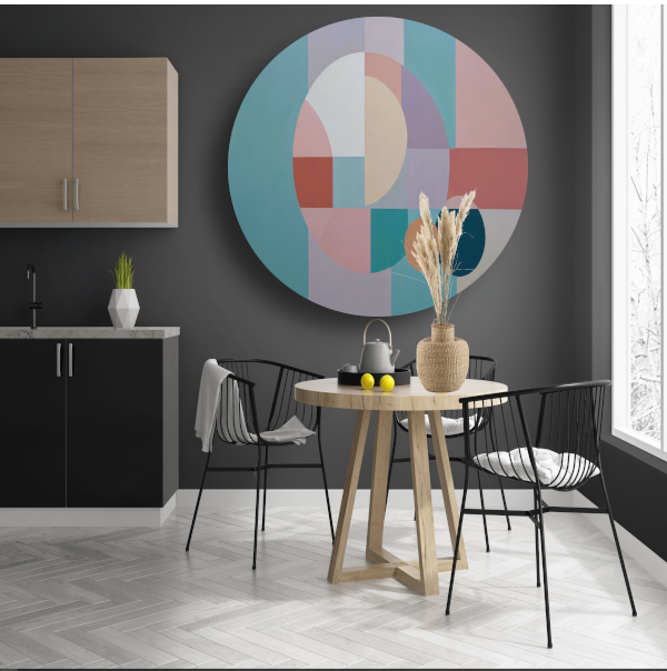 Abstracte harmonie van geometrie en kleur aluminium muurcirkel