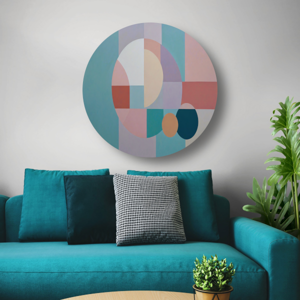 Abstracte harmonie van geometrie en kleur aluminium muurcirkel
