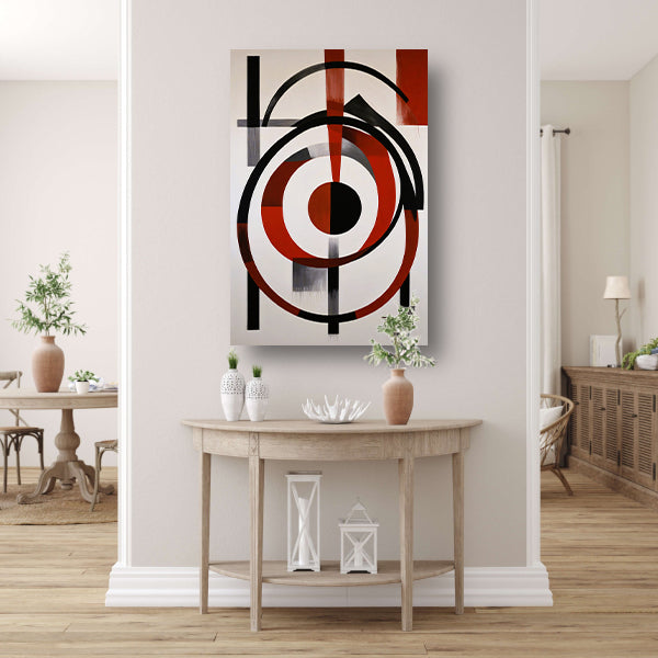 Abstracte Symmetrie in Rood, Zwart en Wit canvas