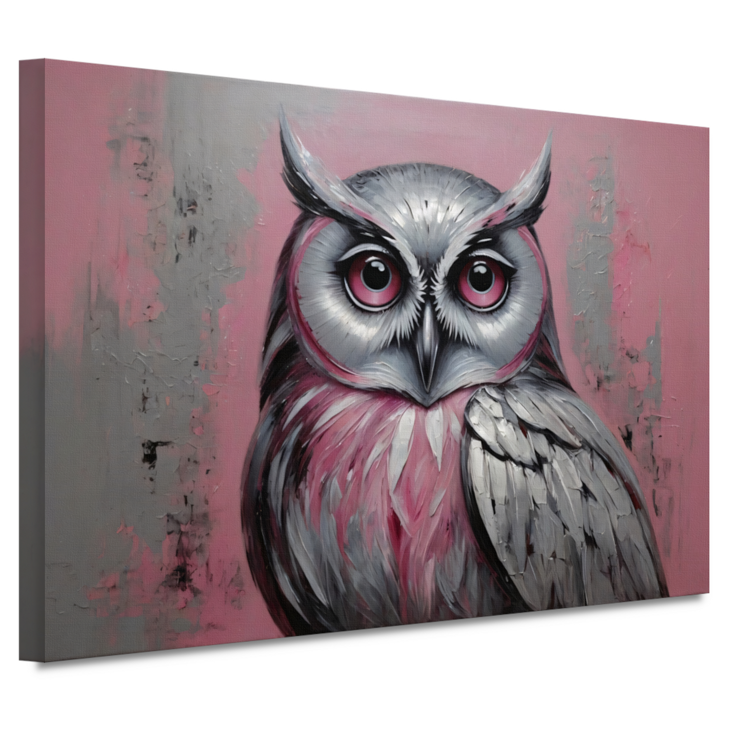 Abstracte Uil in Roze en Zilveren Tinten canvas