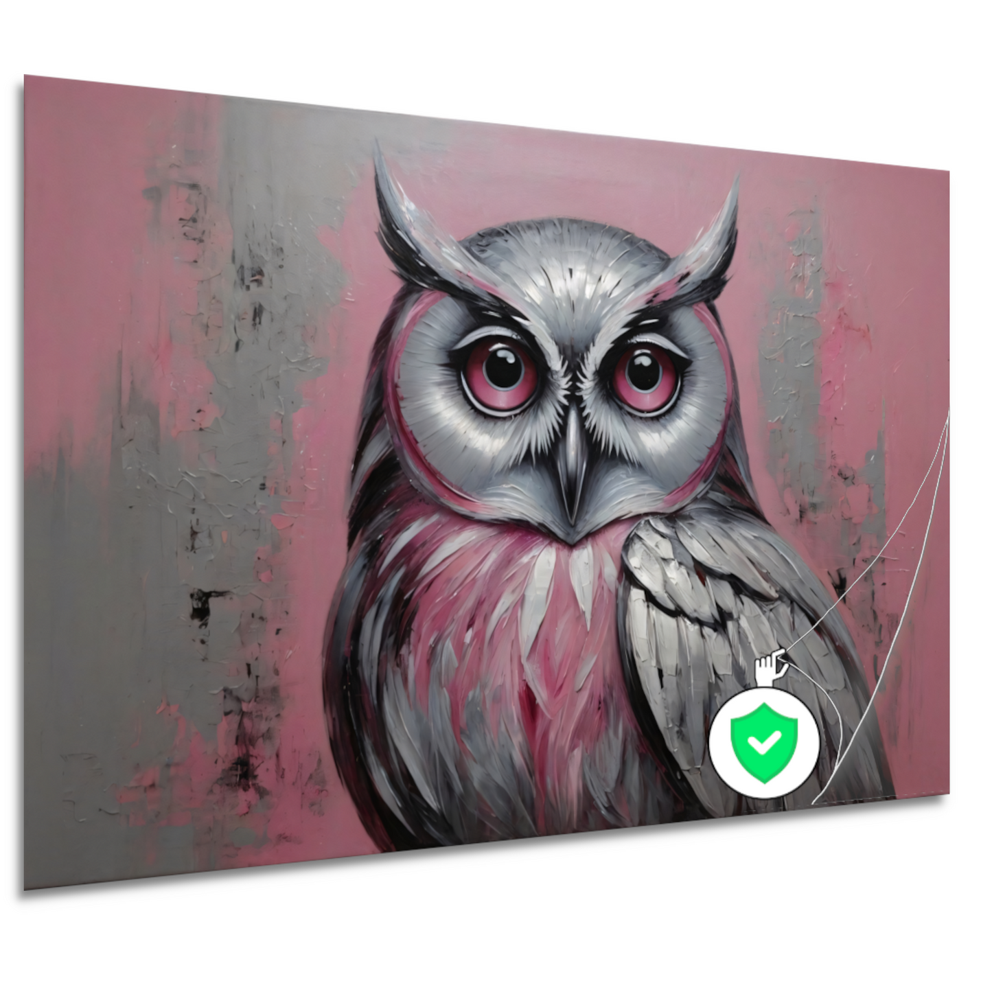 Abstracte Uil in Roze en Zilveren Tinten poster