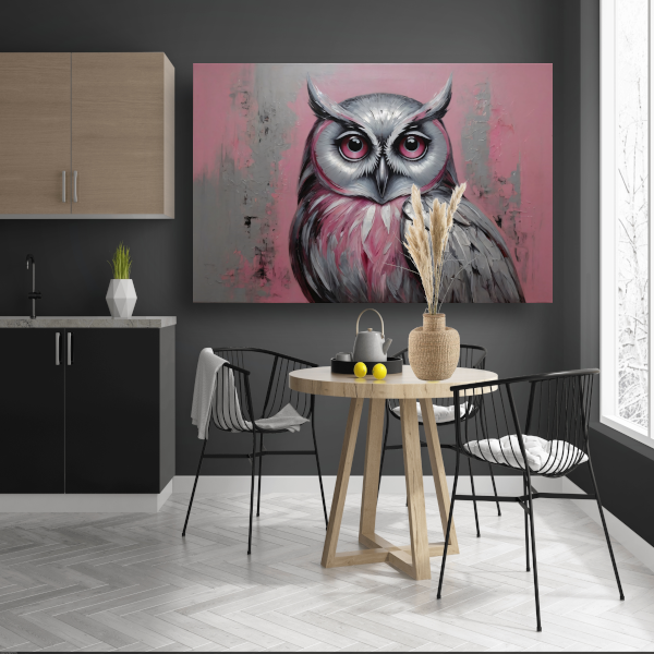 Abstracte Uil in Roze en Zilveren Tinten acrylglas