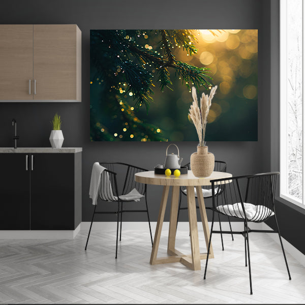 Dauw op dennentak in ochtendzon acrylglas