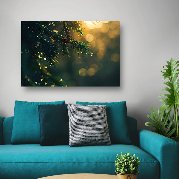 Dauw op dennentak in ochtendzon acrylglas