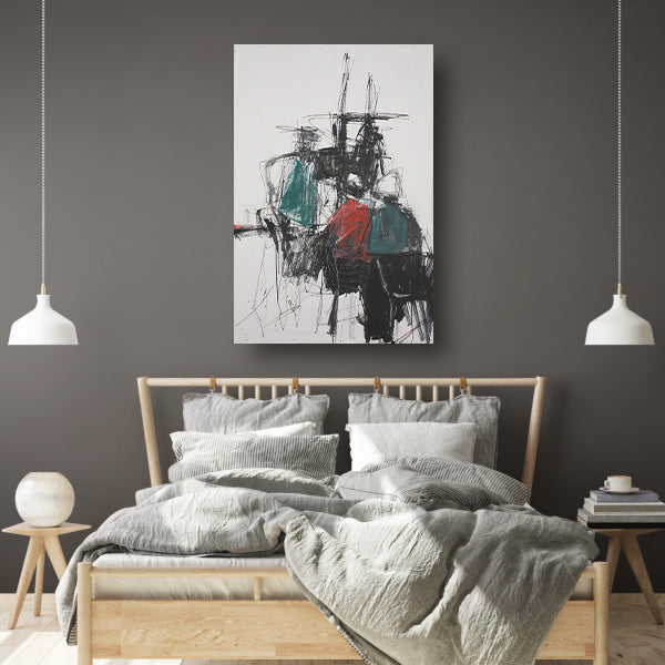 Abstracte expressie van dynamische kleuren en vormen canvas