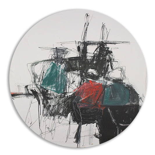 Abstracte expressie van dynamische kleuren en vormen aluminium muurcirkel