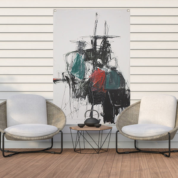 Abstracte expressie van dynamische kleuren en vormen tuinposter