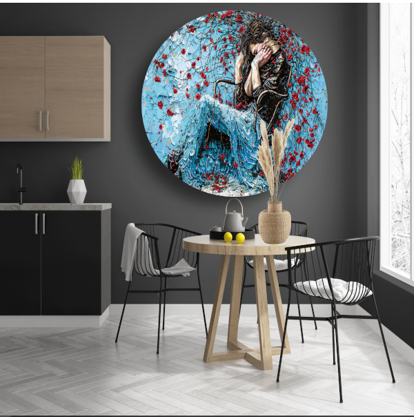 Vrouw omhuld door bloemen en emotie forex muurcirkel