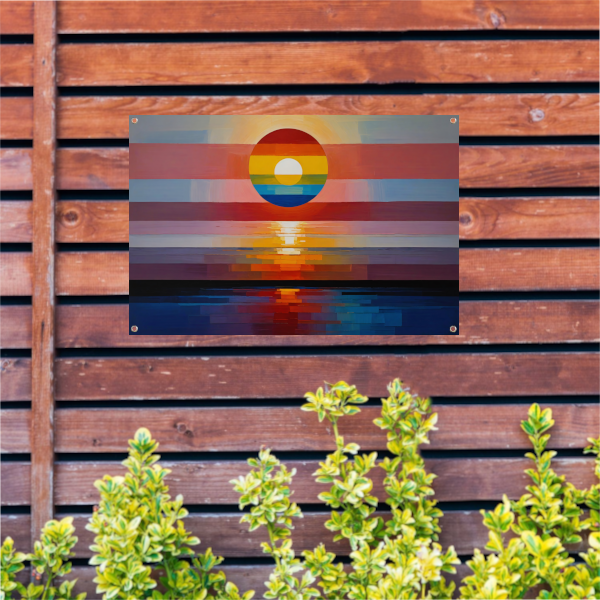 Abstracte Zonsondergang in Levendige Kleuren tuinposter