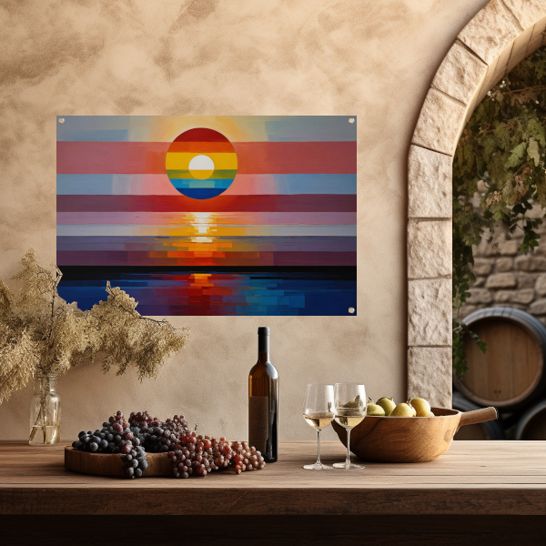 Abstracte Zonsondergang in Levendige Kleuren tuinposter