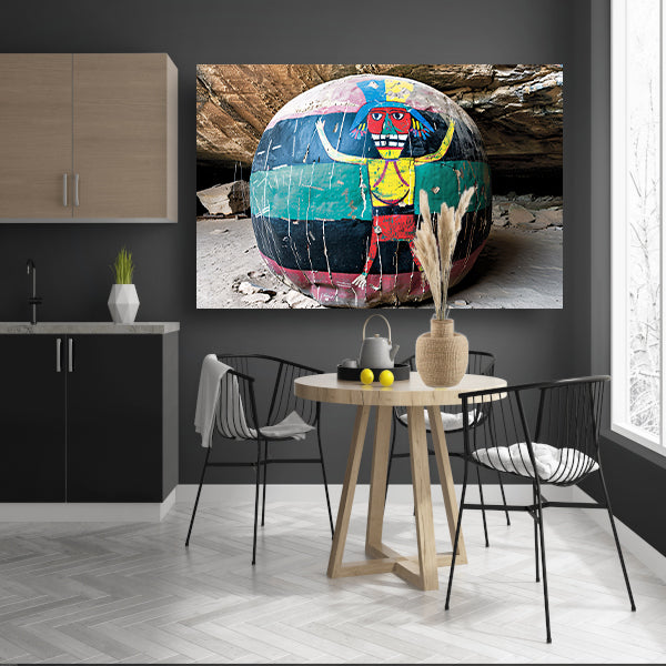Surrealistisch portret in bol canvas