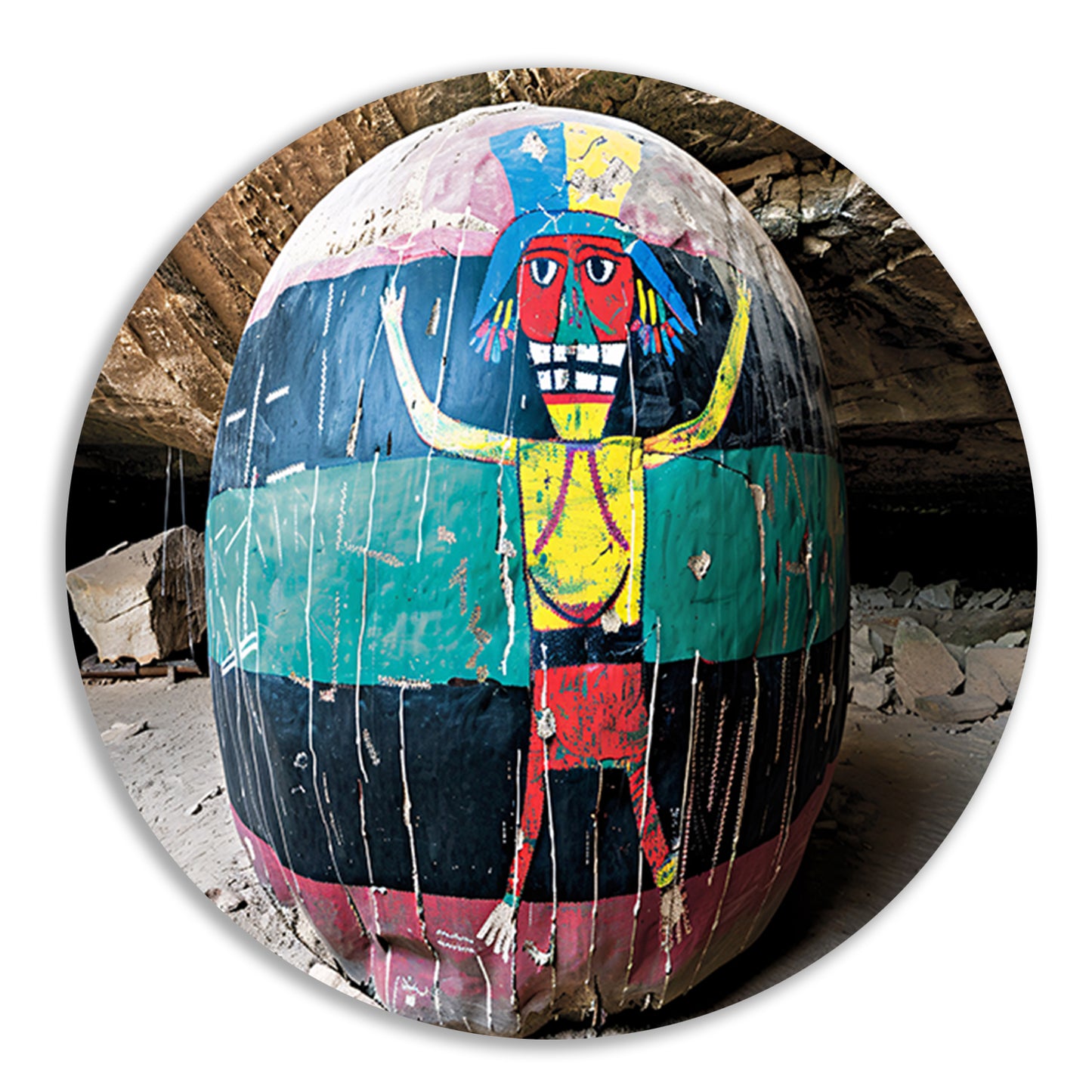 Surrealistisch portret in bol aluminium muurcirkel