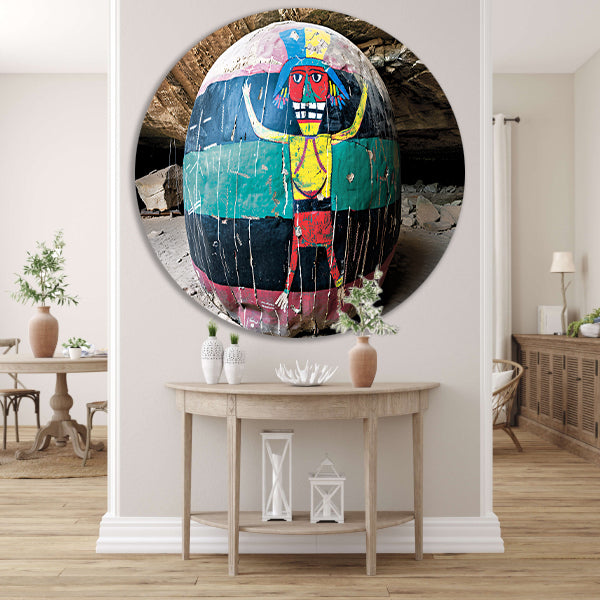 Surrealistisch portret in bol aluminium muurcirkel