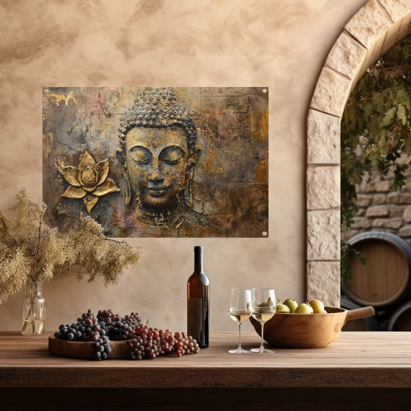 Gouden Boeddha met Lotus in Art Nouveau Stijl tuinposter