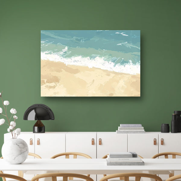 Rustgevende kustlijn met zachte golven canvas