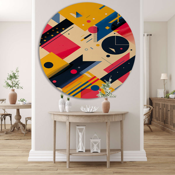 Abstract Compositie met Kleurrijk Vormen aluminium muurcirkel