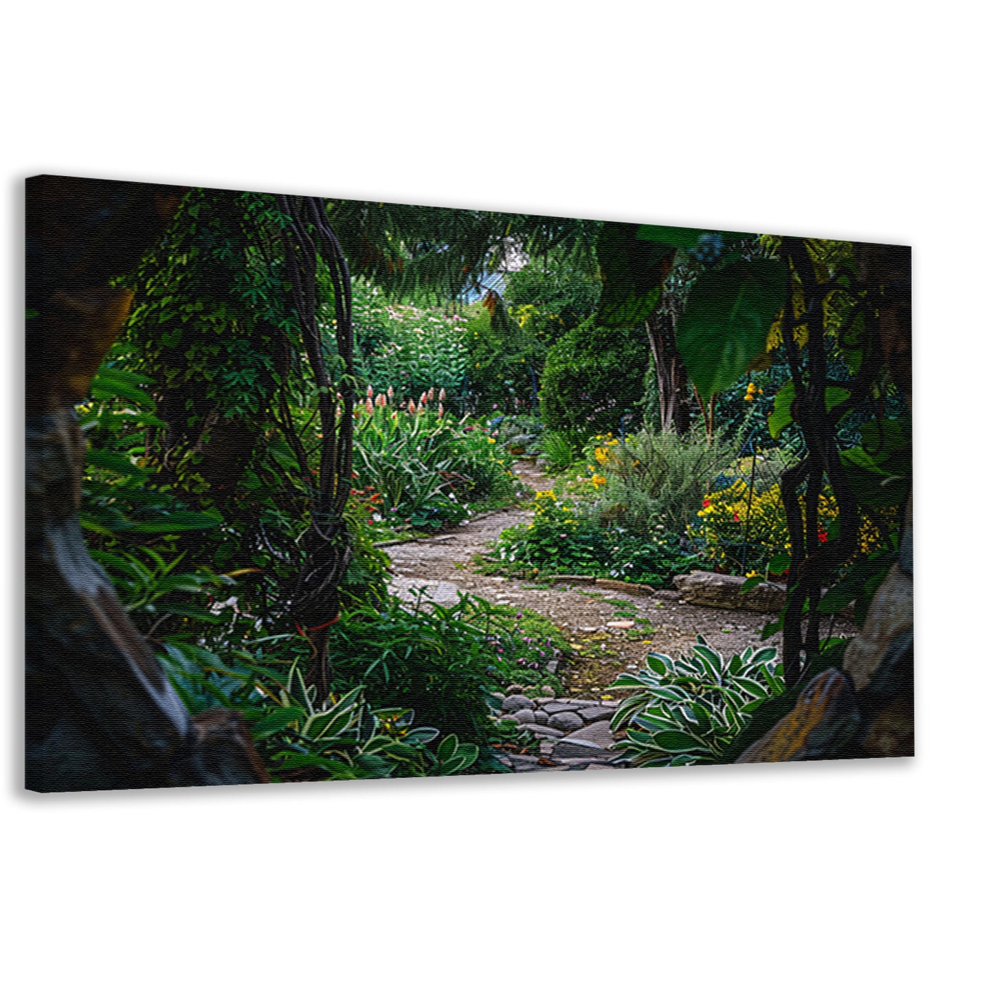 Kronkelend Pad in Bloementuin canvas